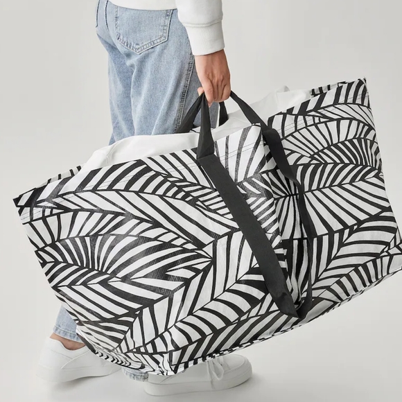 IKEA Bags Large Ikea Tote Bag Black And White Leaf Pattern Poshmark